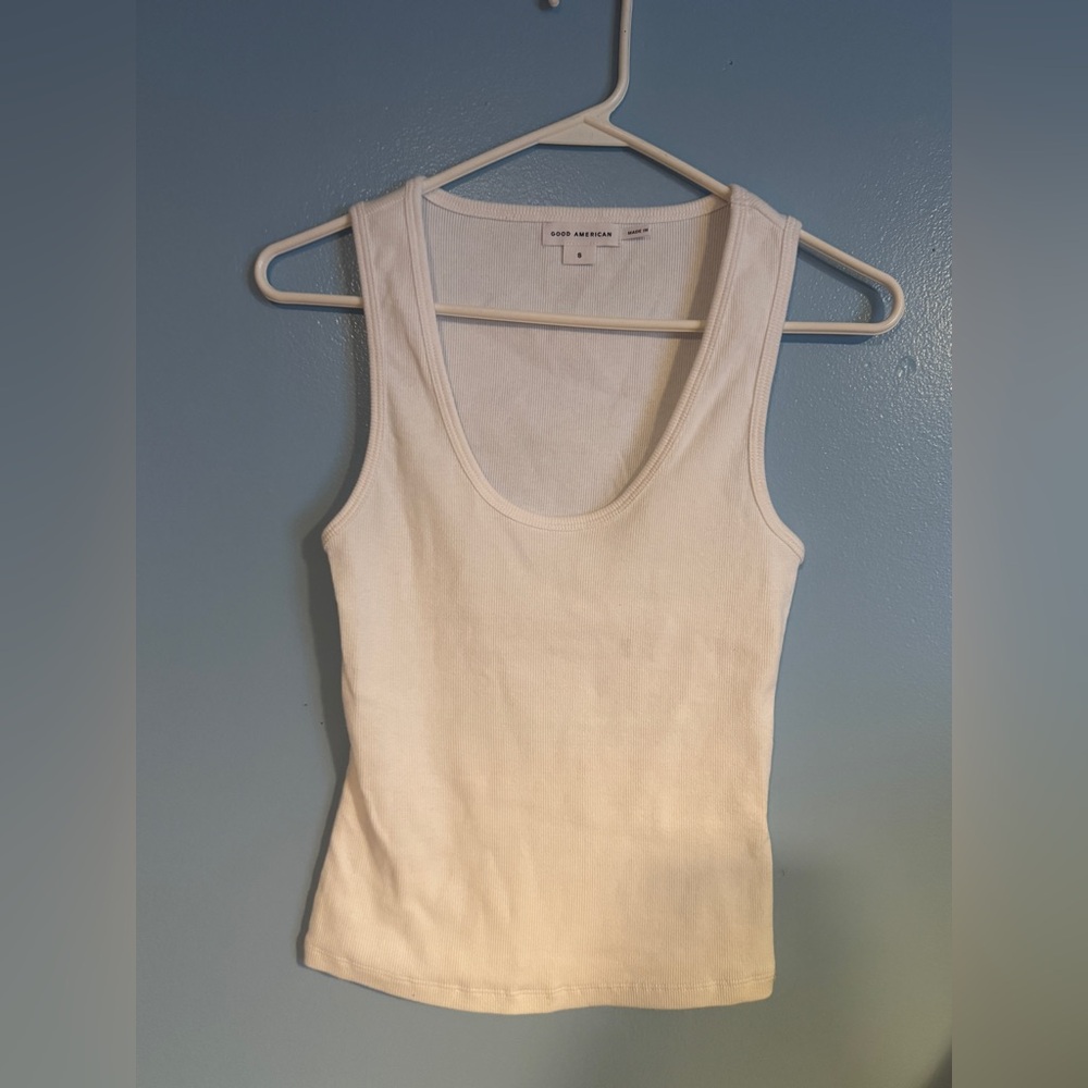 Good American Micro Rib Tank Top White - Picture 2 of 4